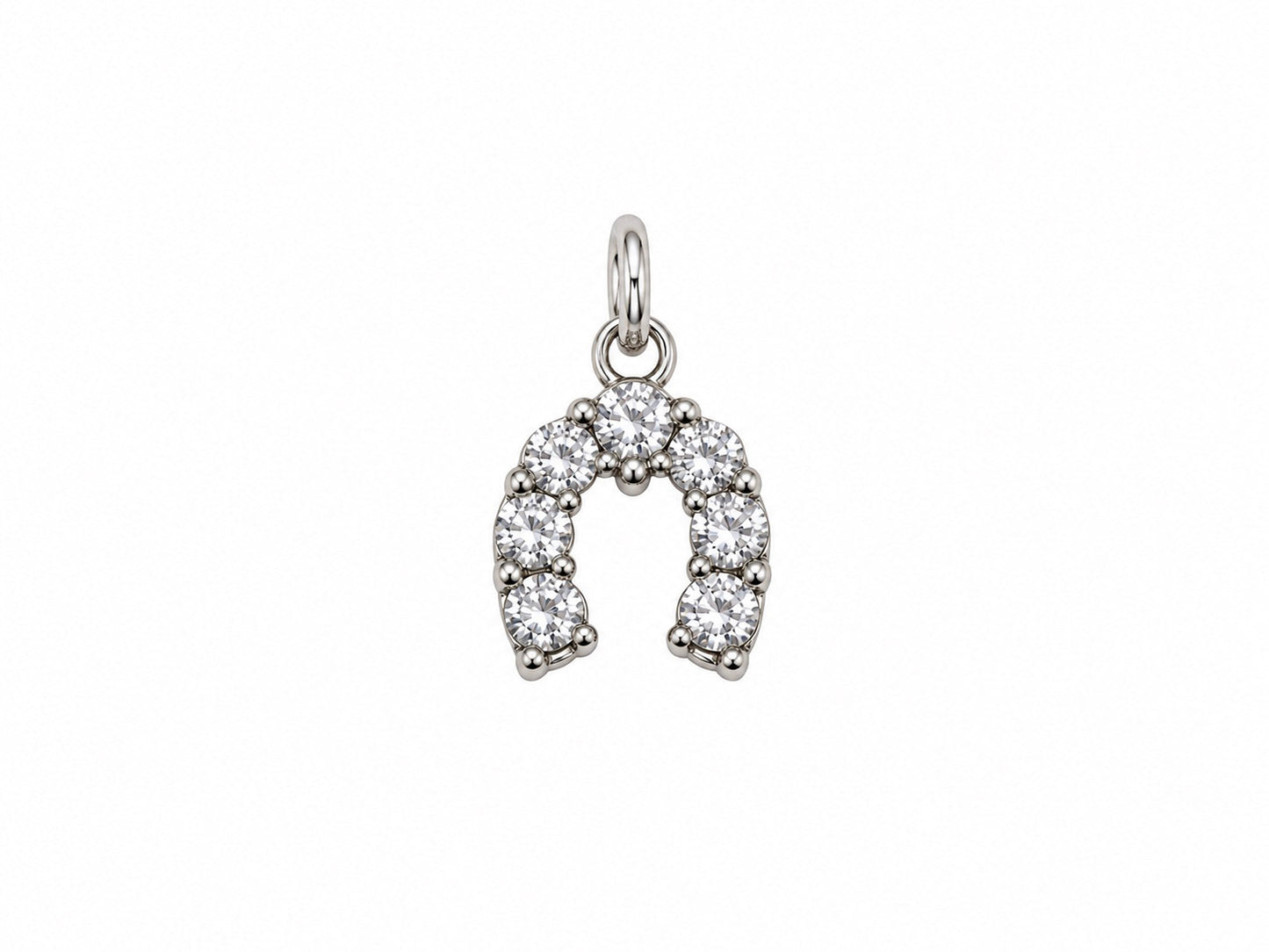 Sparkling Horseshoe Charm - Silver