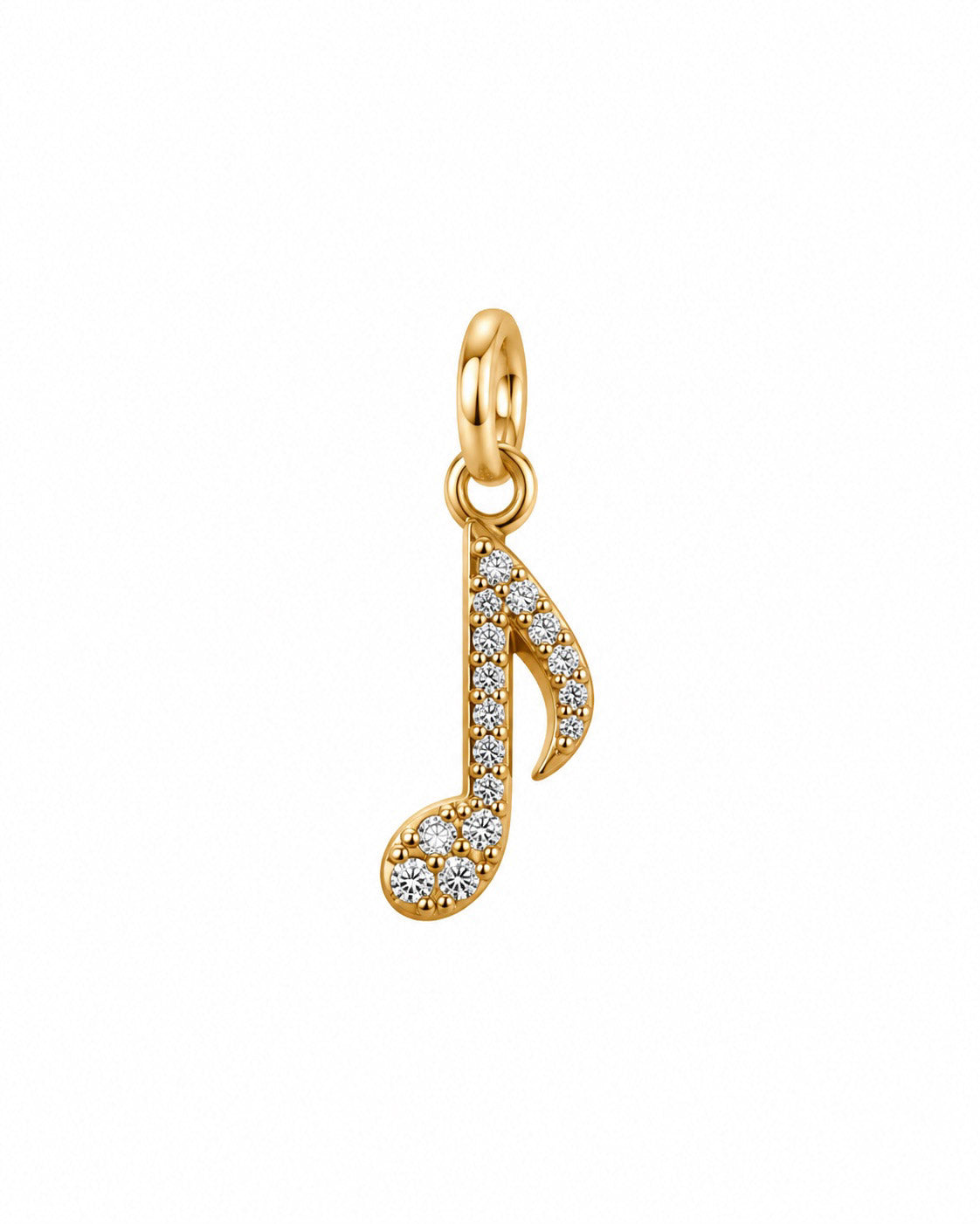 Sparkling Single Music Note Charm – Gold