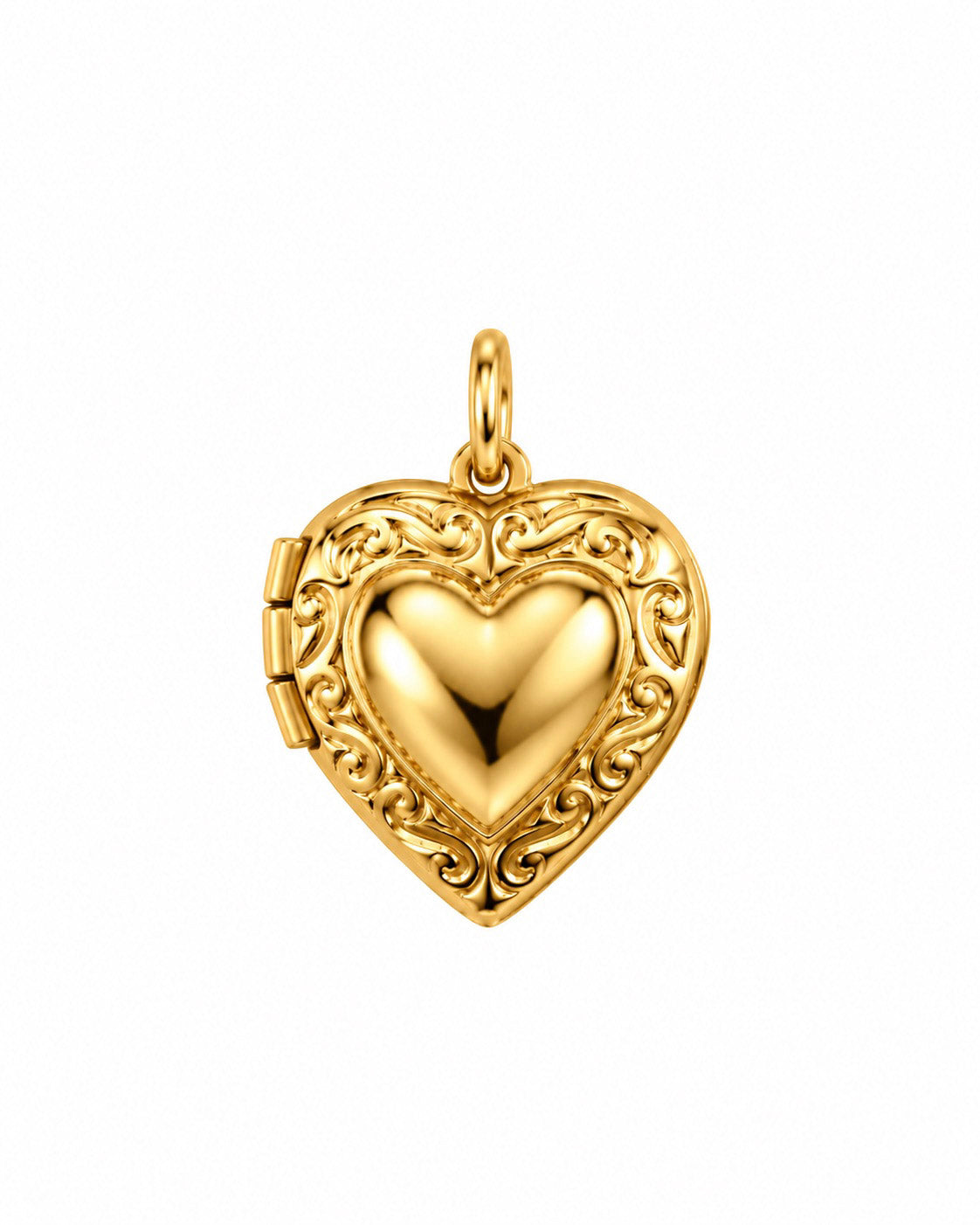 Ornate Heart Locket Charm – Gold