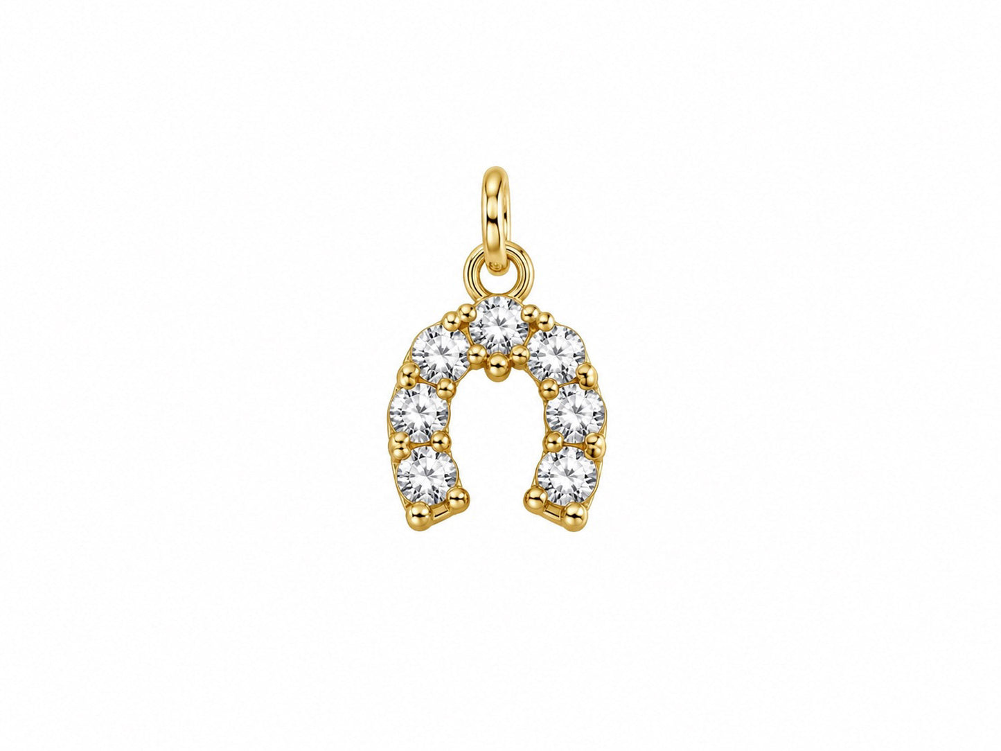 Sparkling Horseshoe Charm - Gold