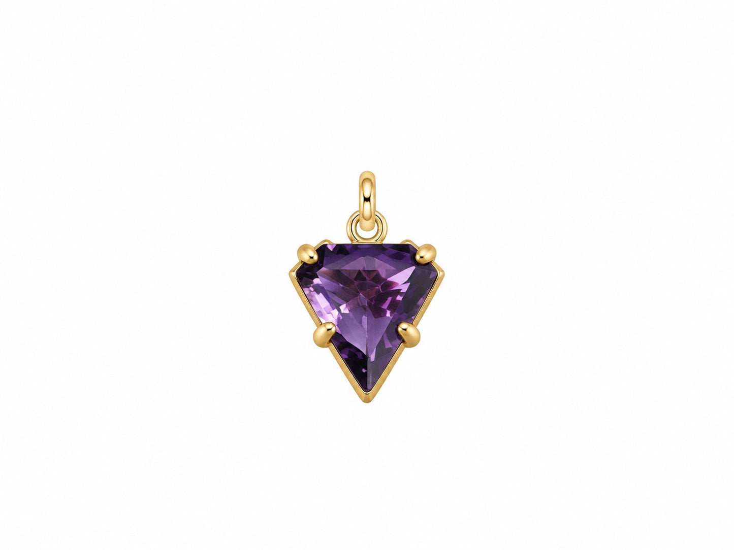 Purple Crystal Triangle Charm – Gold