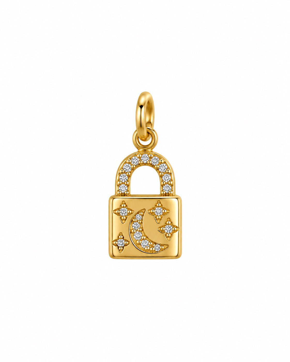 Moon and Stars Padlock Charm – Gold