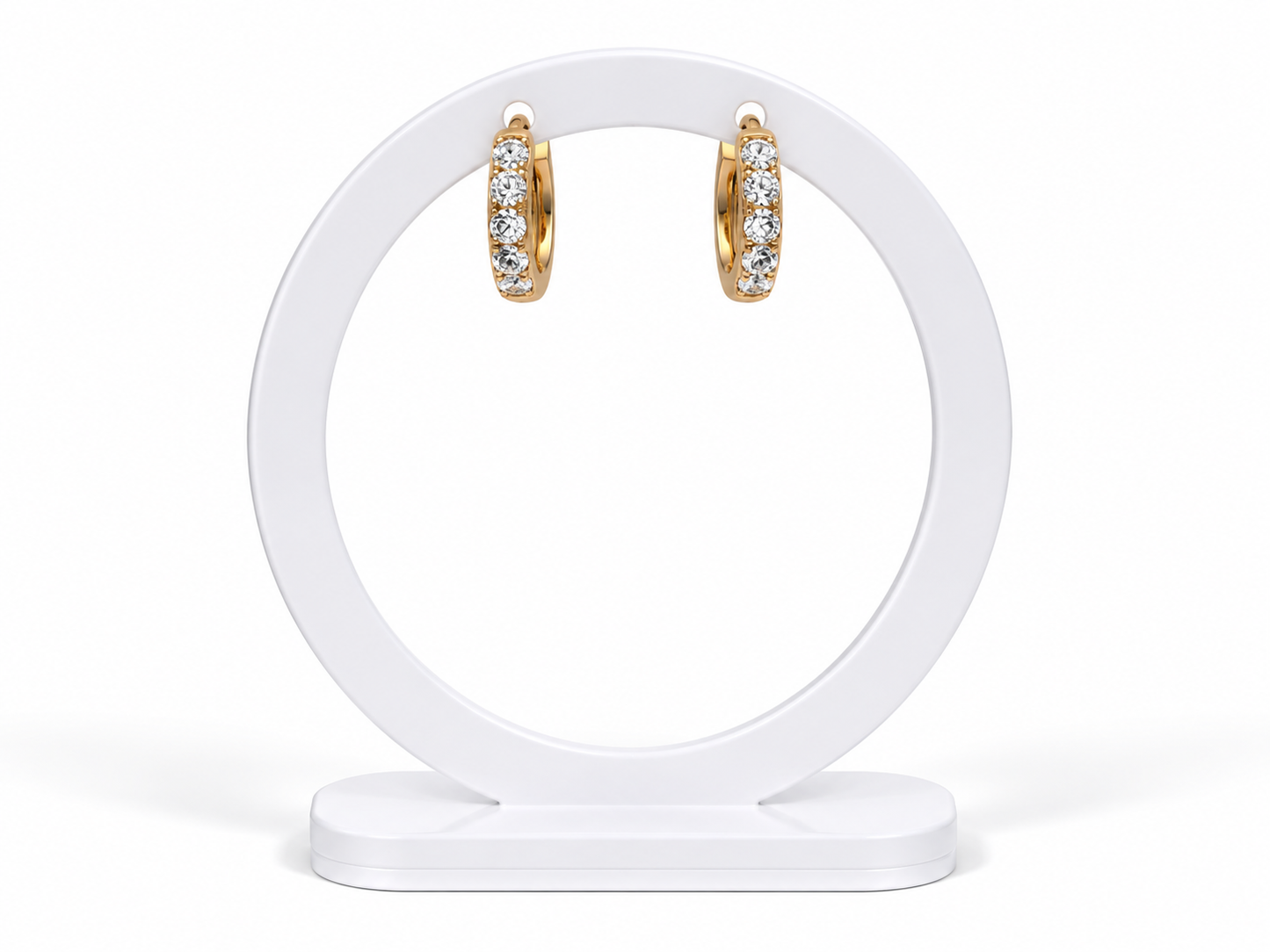 Crystal Huggie Hoops – Gold