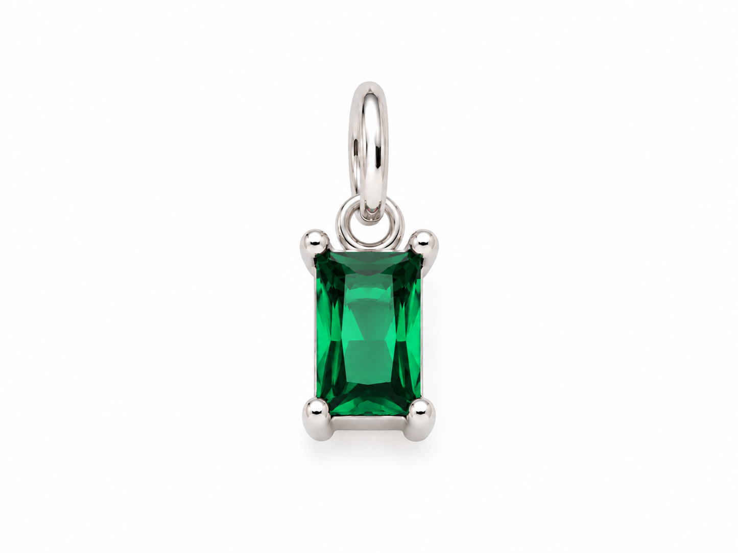 May Silver Rectangle Birthstone Charm