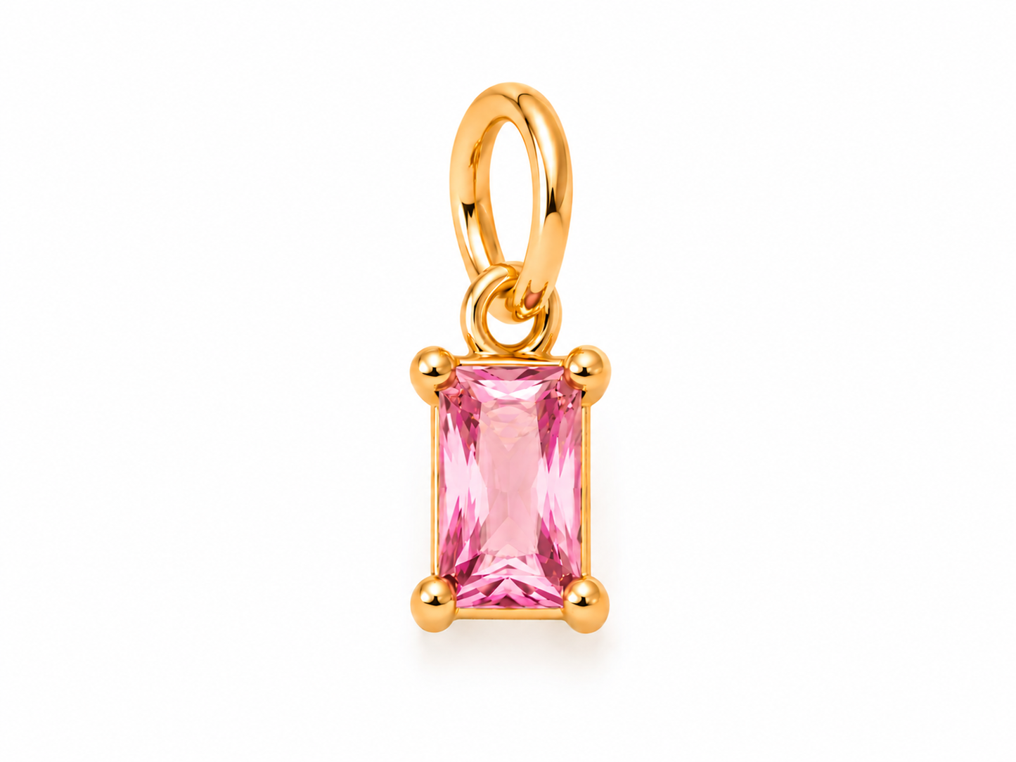 October Gold Rectangle Birthstone Charm