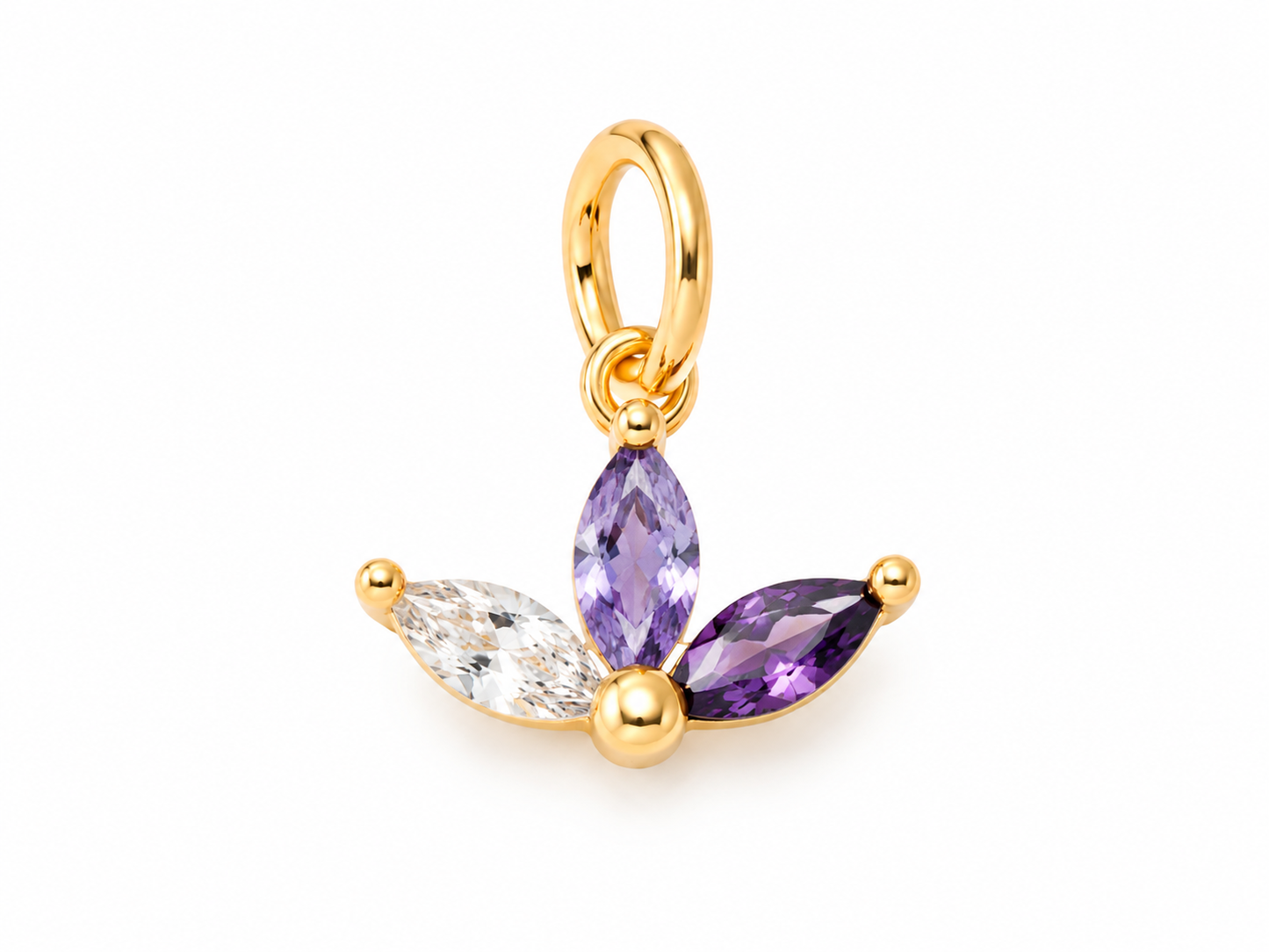 February Gold Lotus Birthstone Charm