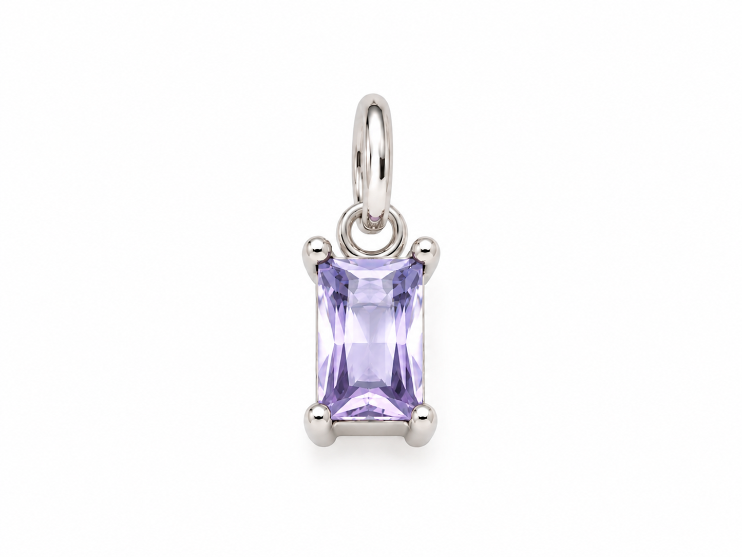June Silver Rectangle Birthstone Charm