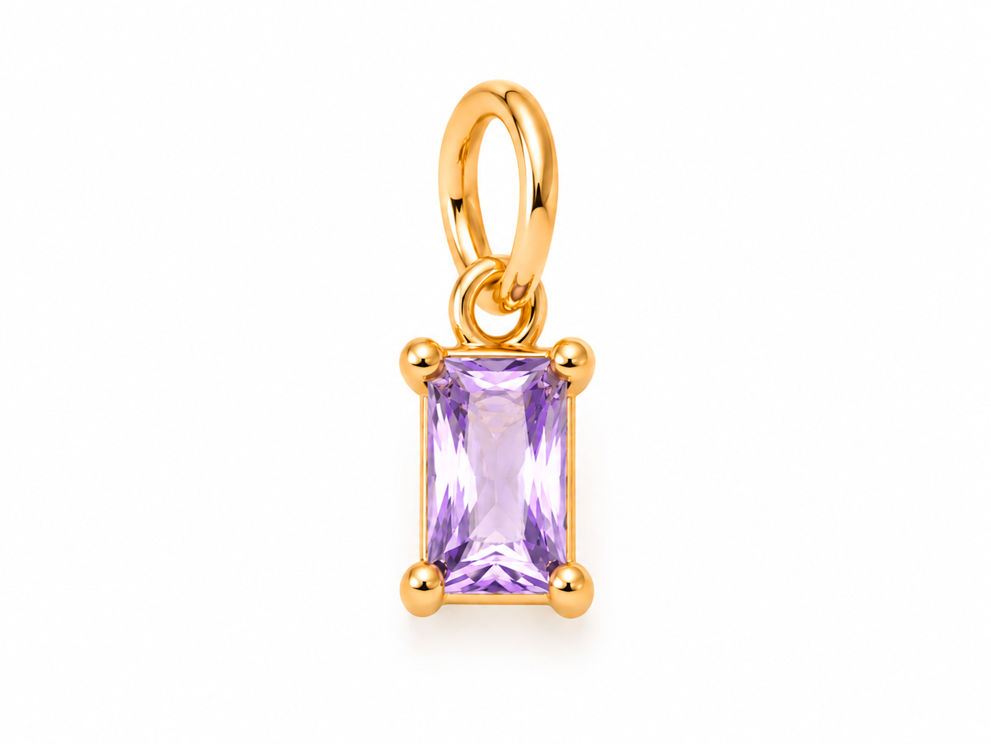June Gold Rectangle Birthstone Charm