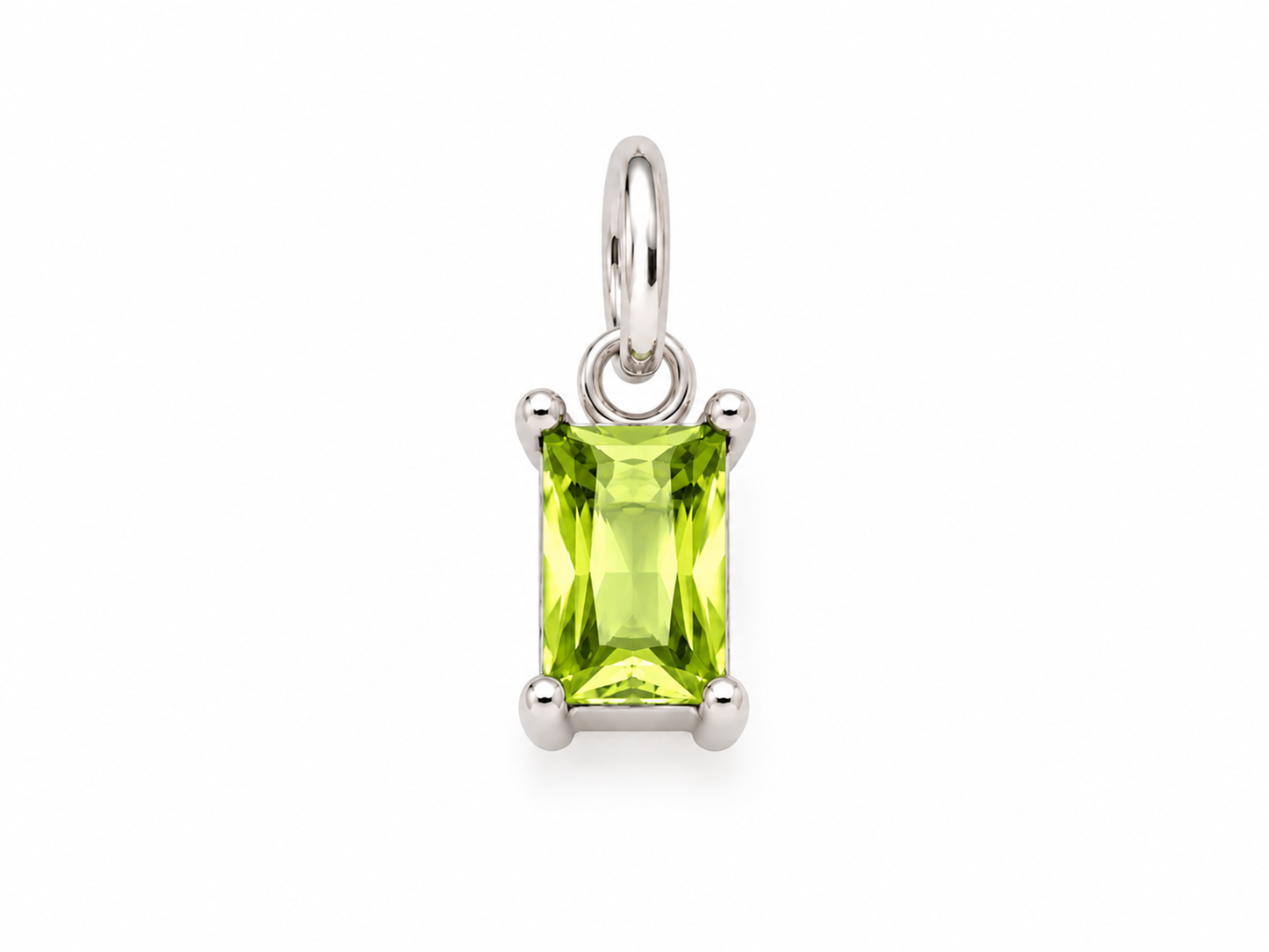 August Silver Rectangle Birthstone Charm