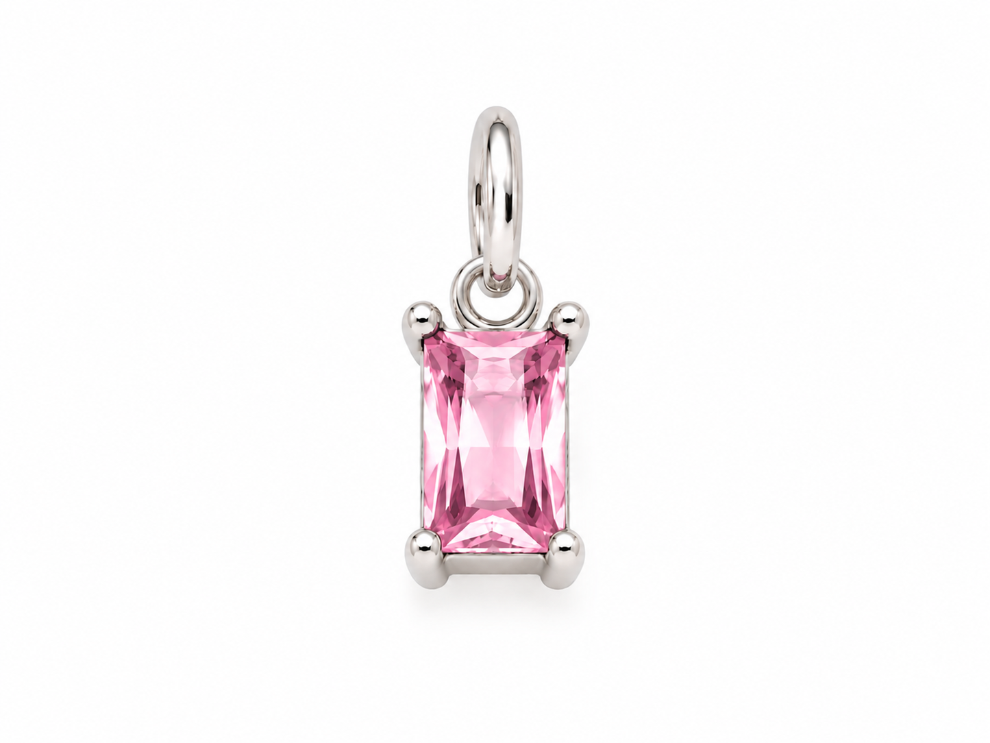 October Silver Rectangle Birthstone Charm