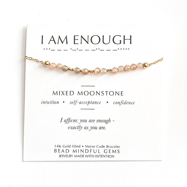 I AM ENOUGH Morse Code Jewelry - Mixed Moonstone