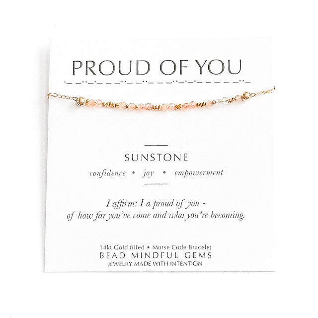 PROUD OF YOU Morse Code Jewelry- Sunstone