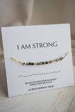 I AM STRONG black obsidian affirmation Necklace