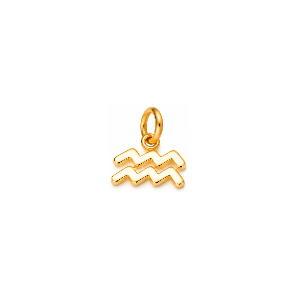 Aquarius Zodiac Charm – Gold