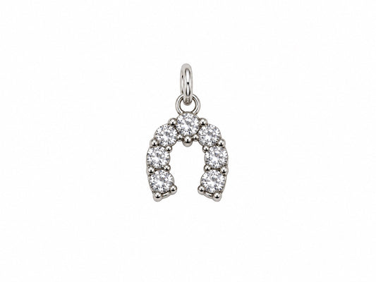 Sparkling Horseshoe Charm - Silver