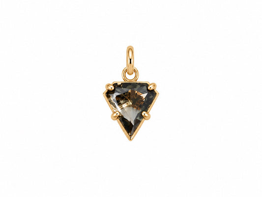 Smoky Crystal Triangle Charm – Gold