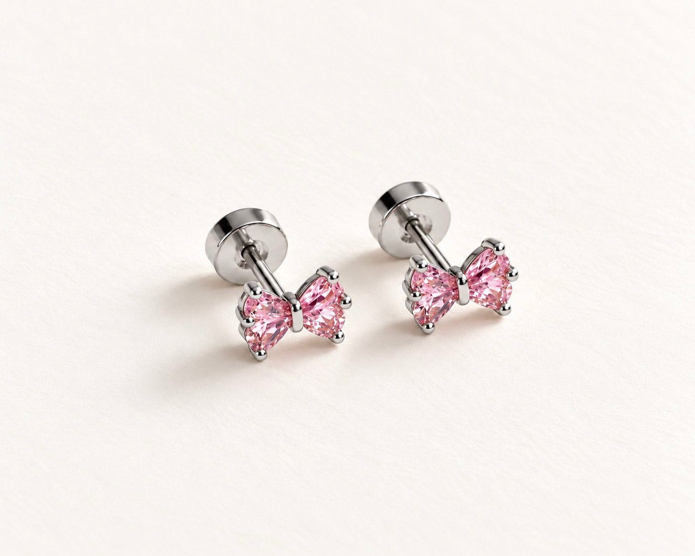 Pink Bow Stud Earrings
