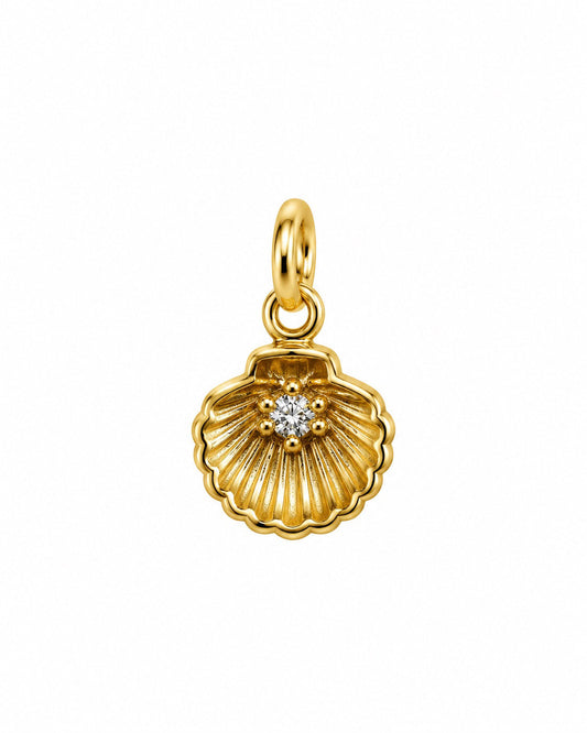 Crystal Seashell Charm – Gold