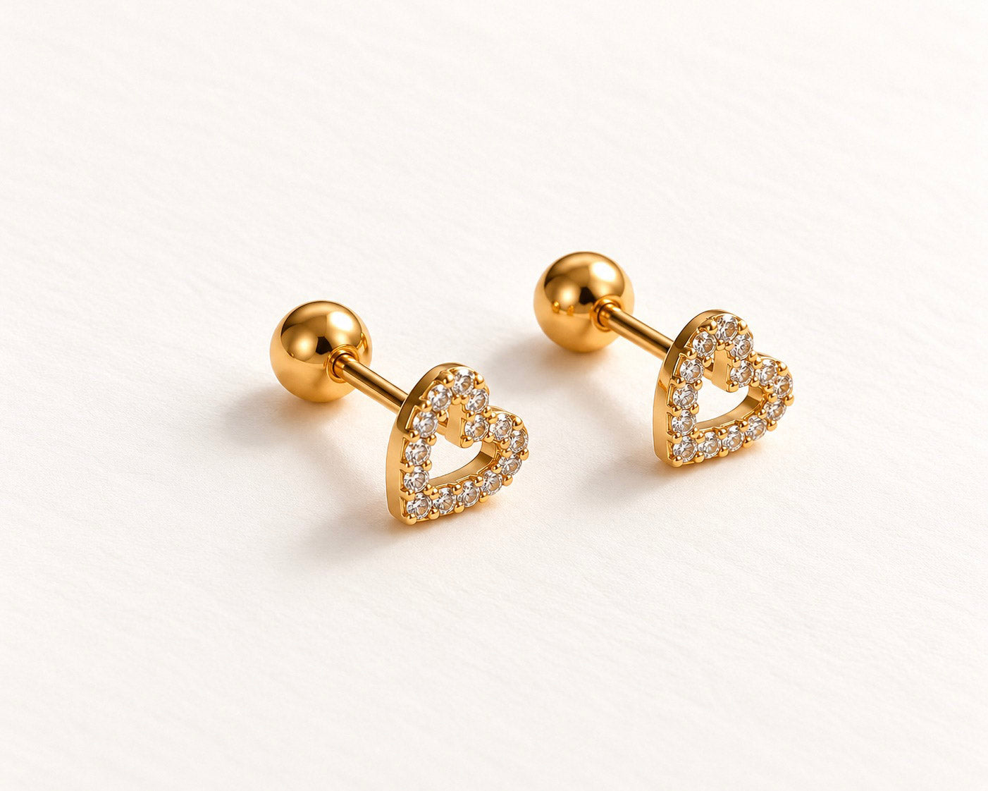 Sparkling Open Heart Stud Earrings