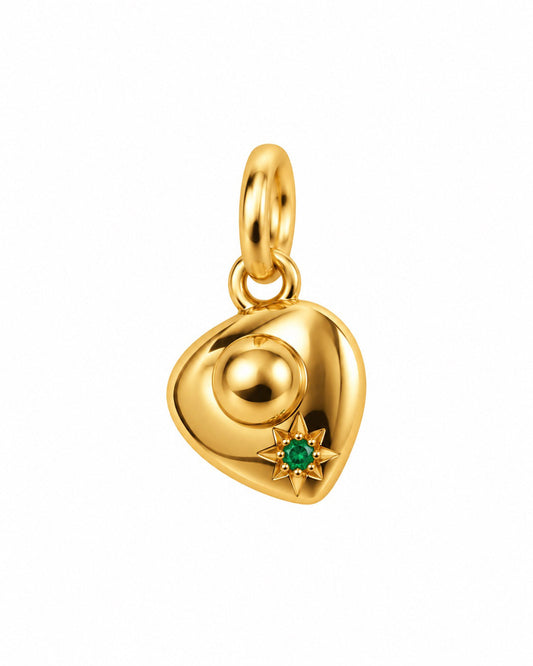 Cowboy Hat Green Charm – Gold