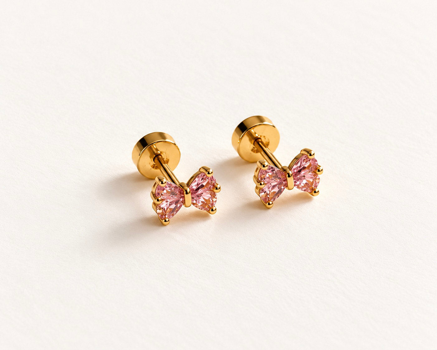 Pink Bow Stud Earrings
