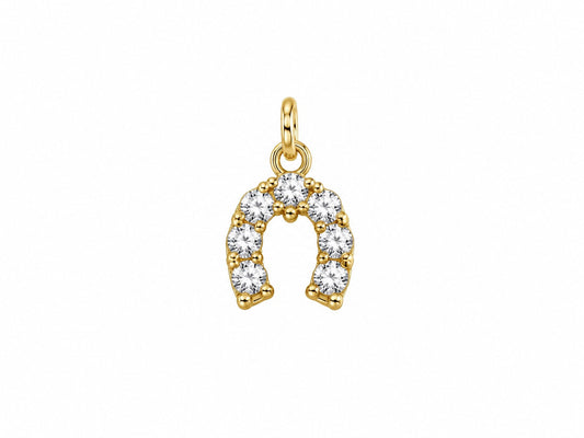 Sparkling Horseshoe Charm - Gold