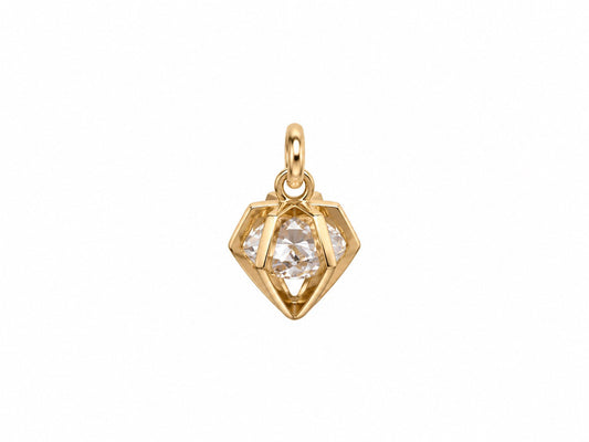 Clear Geometric Crystal Charm – Gold