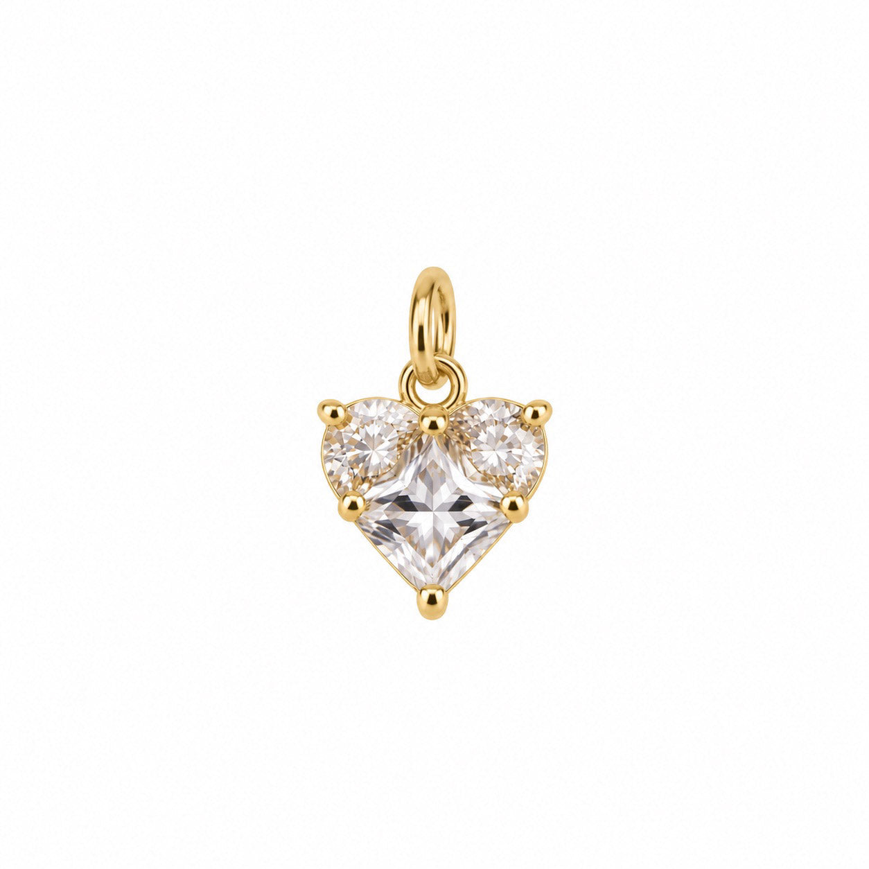 Sparkling Crystal Heart Charm – Gold