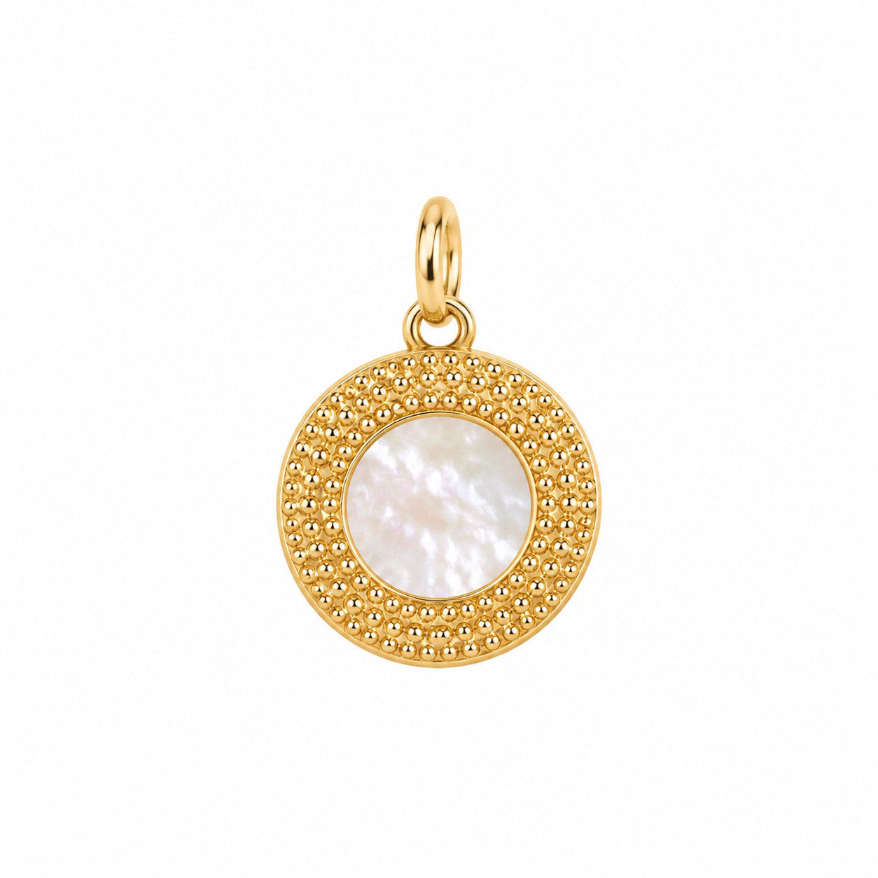 Mother-of-Pearl Look Medallion Charm – Gold