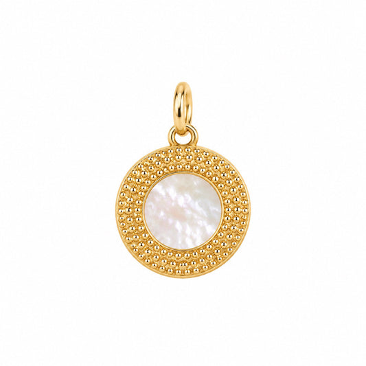 Mother-of-Pearl Look Medallion Charm – Gold