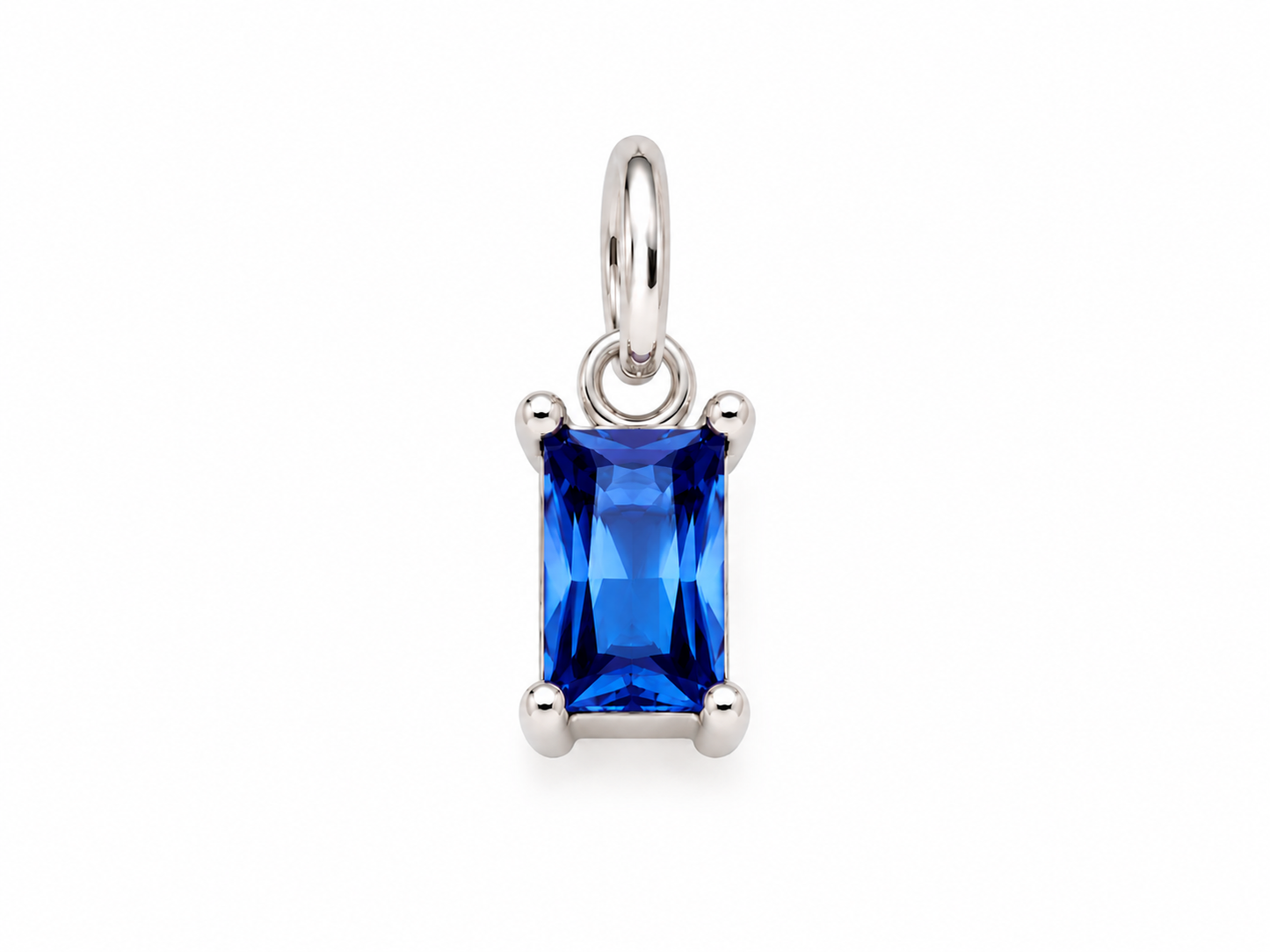 September Silver Rectangle Birthstone Charm