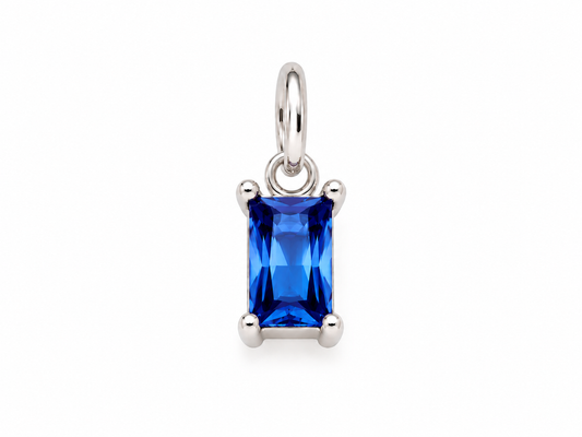 September Silver Rectangle Birthstone Charm