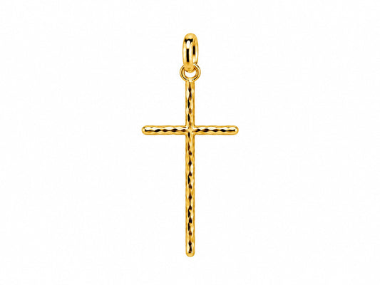 Hammered Gold Cross Charm