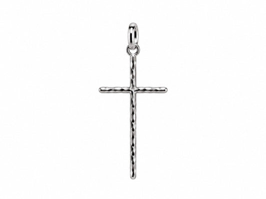 Hammered Silver Cross Charm