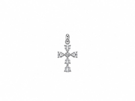 Silver Crystal Cross Charm
