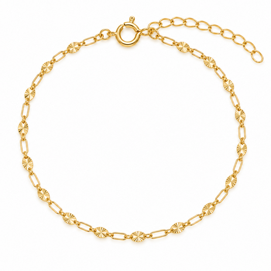 1:1 Half Flat Draped Sunburst Paperclip Charm Bar Bracelet Base