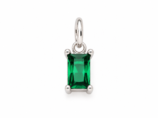 May Silver Rectangle Birthstone Charm