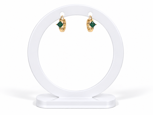 Emerald Green Stone Huggie Hoops – Gold