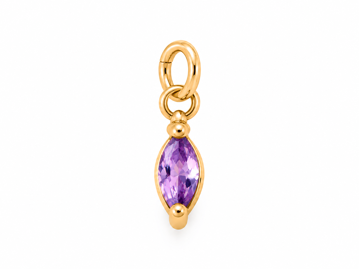 February Gold Oval Birthstone Charm