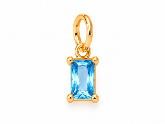 March Gold Rectangle Birthstone Charm