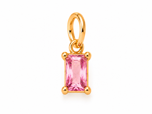 October Gold Rectangle Birthstone Charm