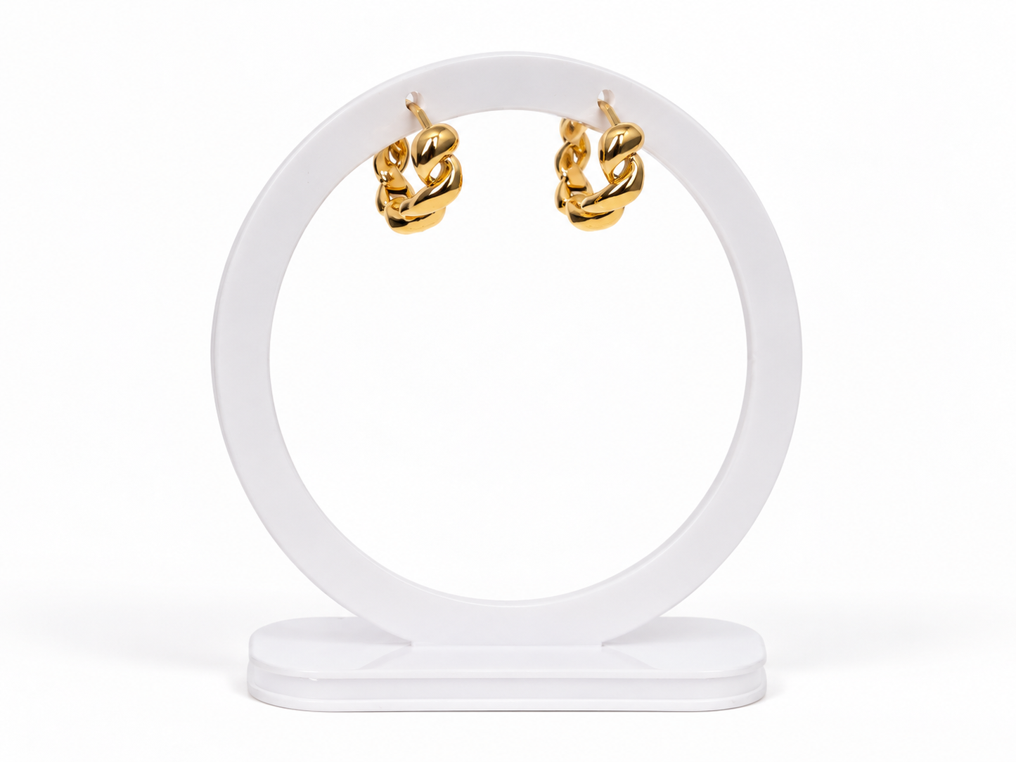 Interlocking Knot Huggie Hoops – Gold