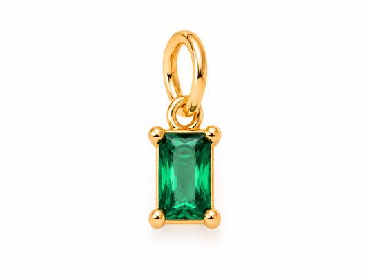 May Gold Rectangle Birthstone Charm