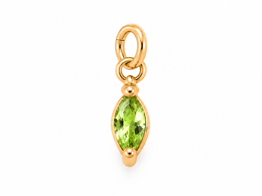 August Gold Oval Birthstone Charm