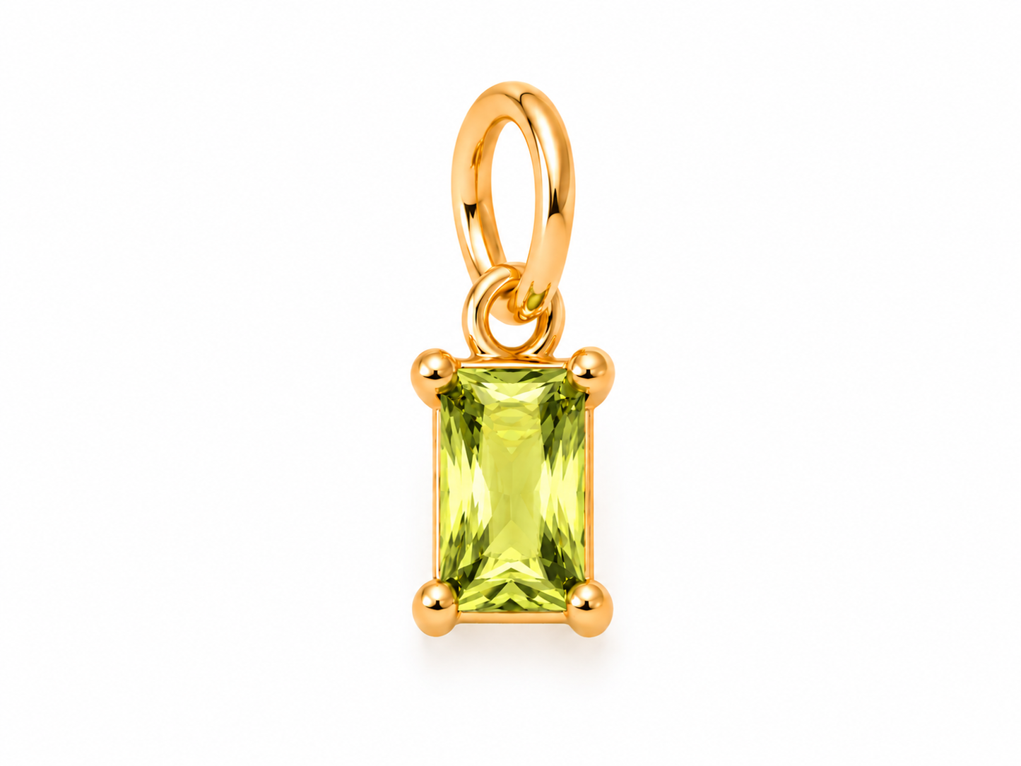 August Gold Rectangle Birthstone Charm