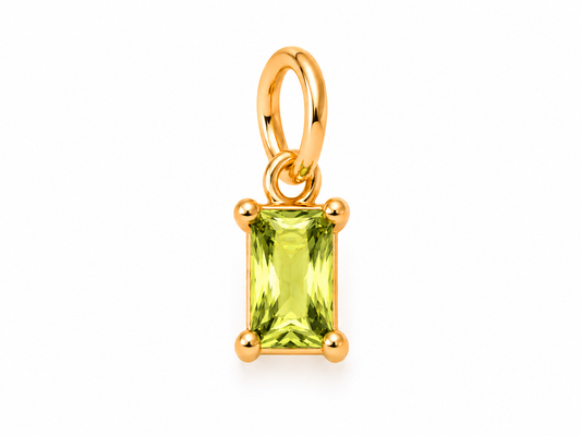 August Gold Rectangle Birthstone Charm