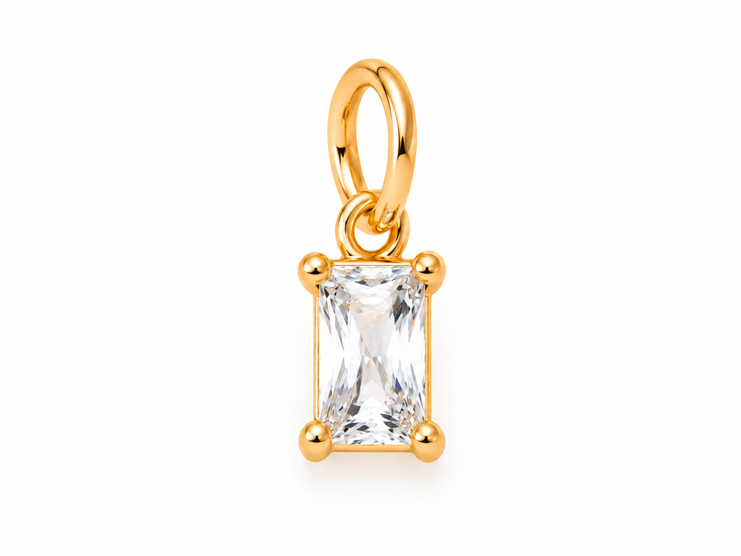 April Gold Rectangle Birthstone Charm