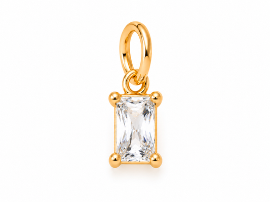 April Gold Rectangle Birthstone Charm