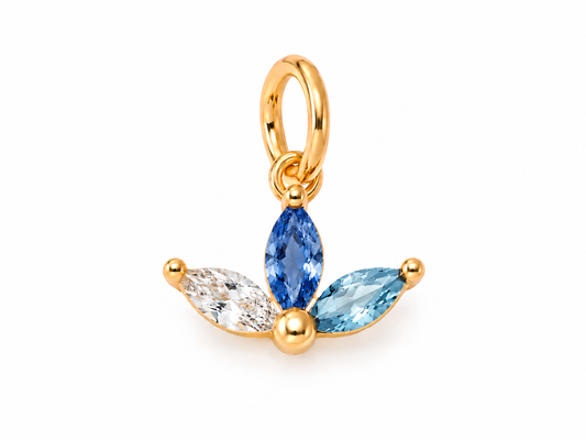December Gold Lotus Birthstone Charm