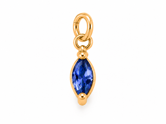 September Gold Oval Birthstone Charm